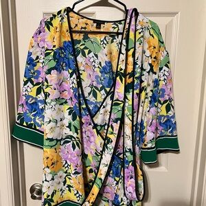 Ann Taylor Floral Full Wrap Blouse Size XL